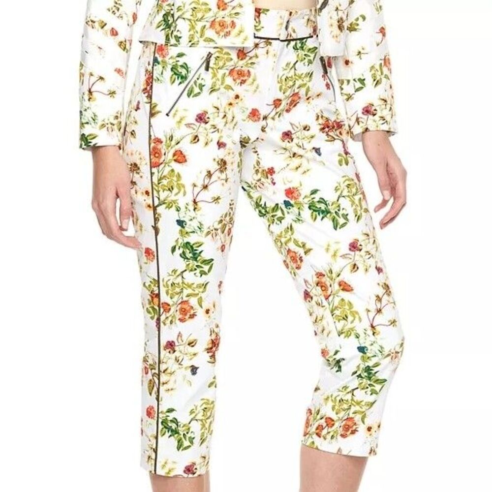 Disney Alice Looking Glass Colleen Atwood Colorful Floral White Capri Pants 6